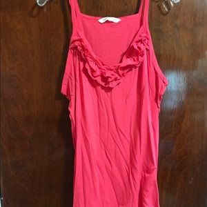 Pink tank top with ruffle detail